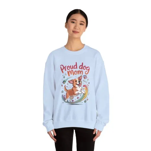 Proud Dog Mom Crewneck Sweatshirt, Pet Lover Gift, Dog Mom Apparel, Animal Lover Clothing, Gift for Dog Moms, Puppy Paw Rainbow Print - Image 19