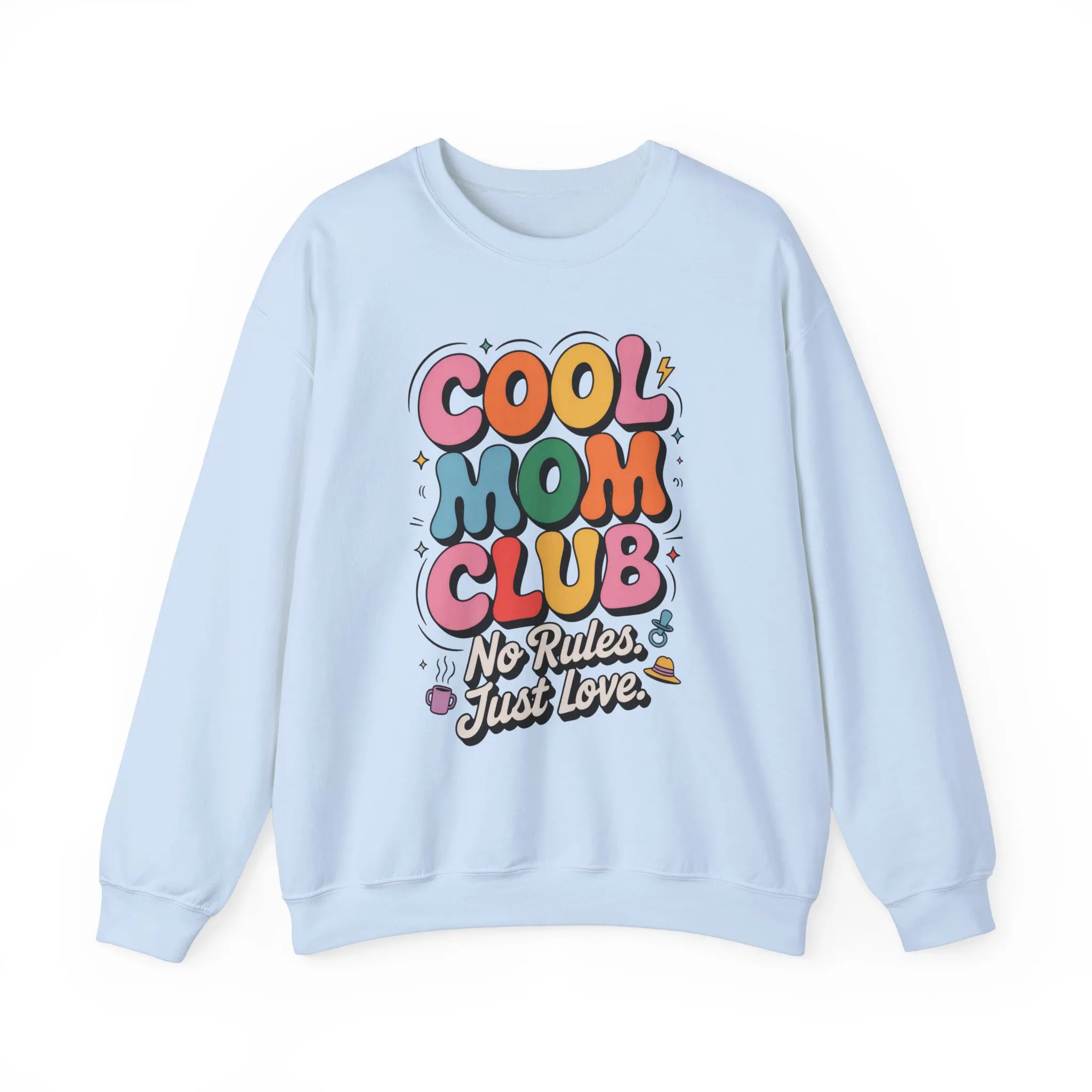 Cool Mom Club Sweatshirt, Gift for Moms, Mother's Day, No Rules Just Love, Retro Colorful Unisex Heavy Blend Crewneck - Image 13