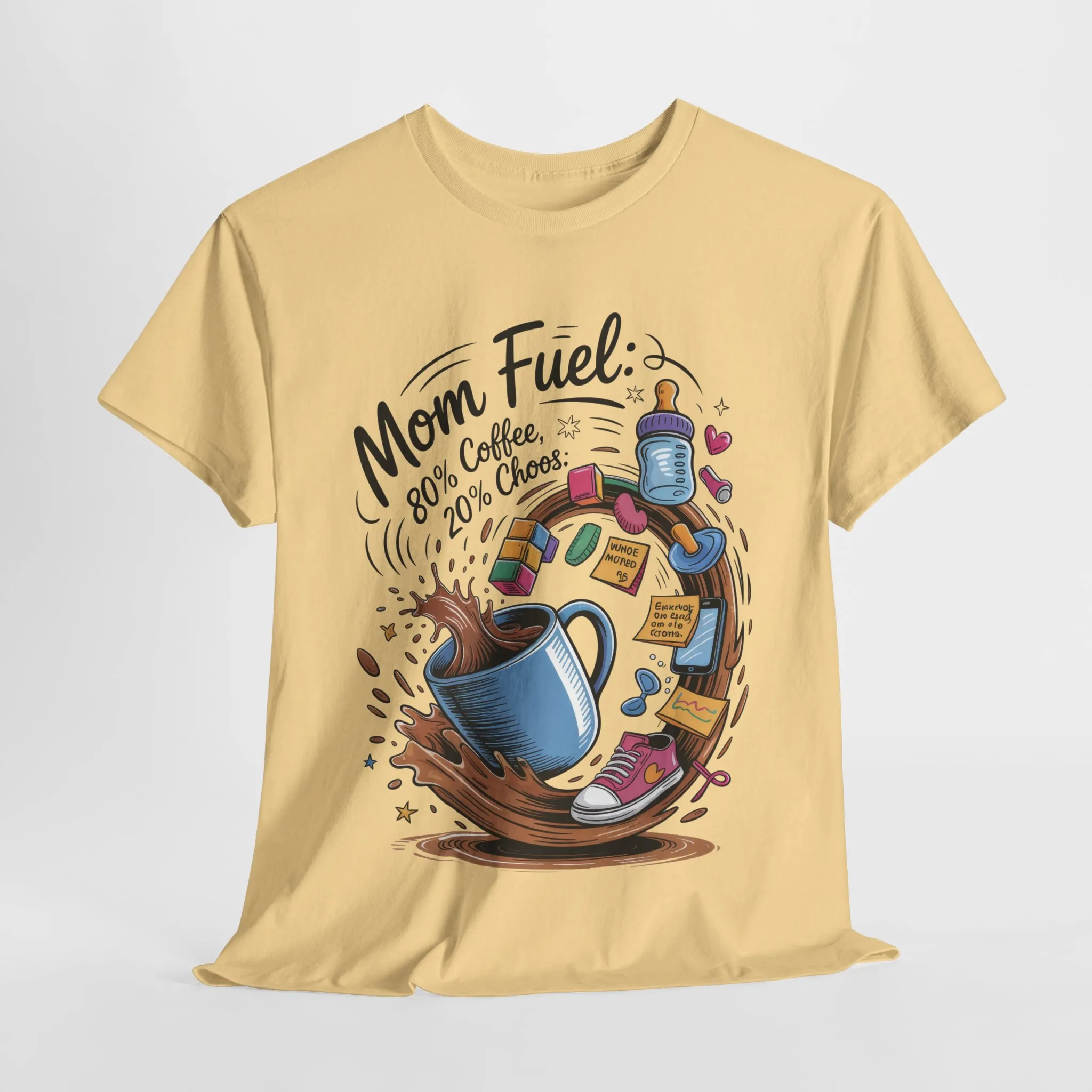 Mom Fuel Heavy Cotton Tee, Funny Coffee Lover T-Shirt, Gift for Moms, Mother's Day, Casual Wear, Pajama Top - Image 13