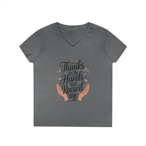 Grateful Hands V-Neck T-Shirt, Mother's Day Gift, Appreciation Tee, Family Love Shirt, Empowering Woman Top, Inspirational Shirt - Image 5