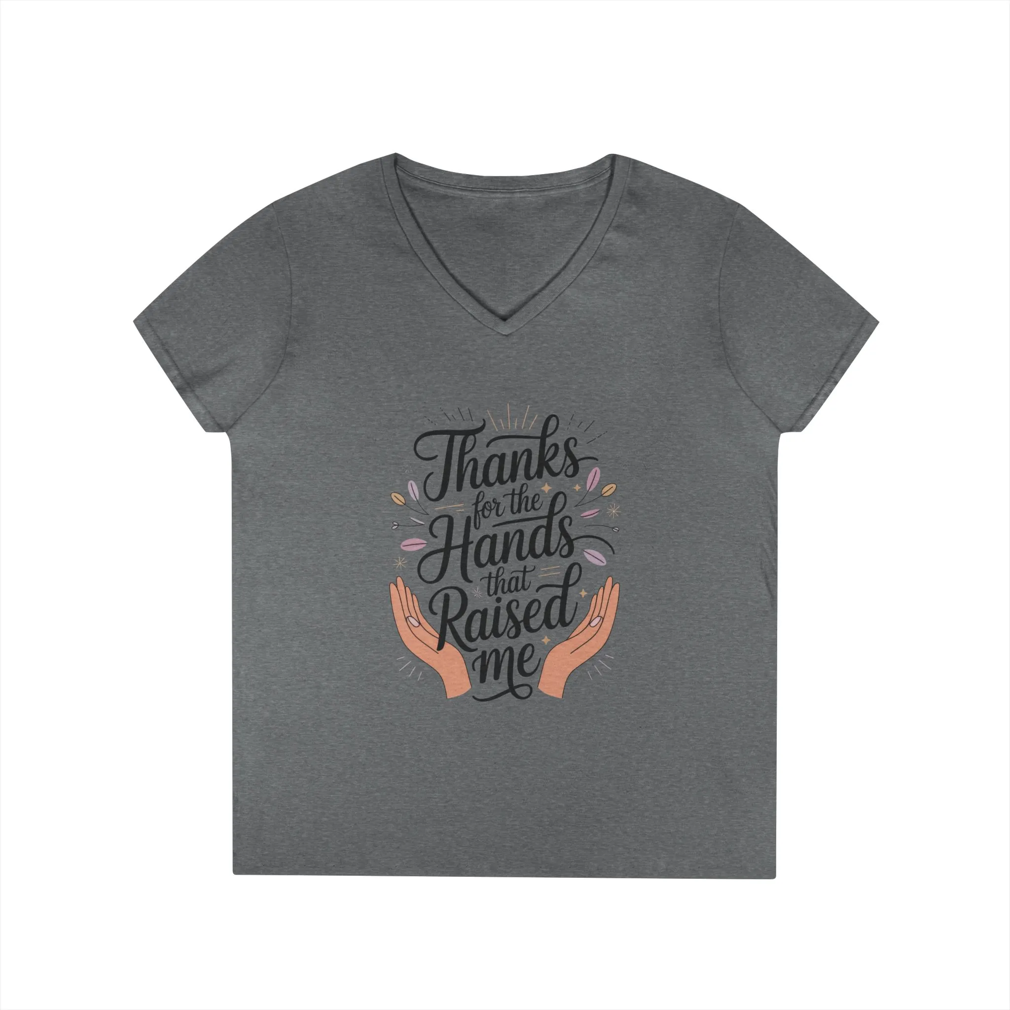 Grateful Hands V-Neck T-Shirt, Mother's Day Gift, Appreciation Tee, Family Love Shirt, Empowering Woman Top, Inspirational Shirt - Image 5
