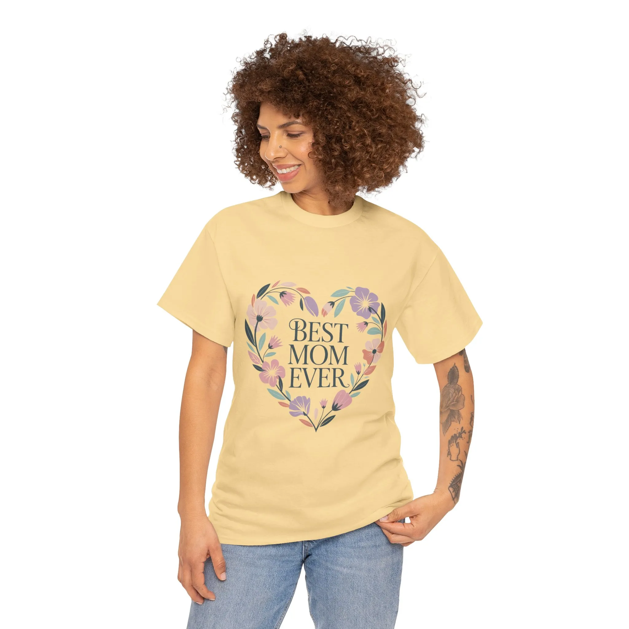 Floral Best Mom Ever Tee, Mother's Day Gift, Mom Appreciation Gift, Floral Heart Cotton Tee - Image 26