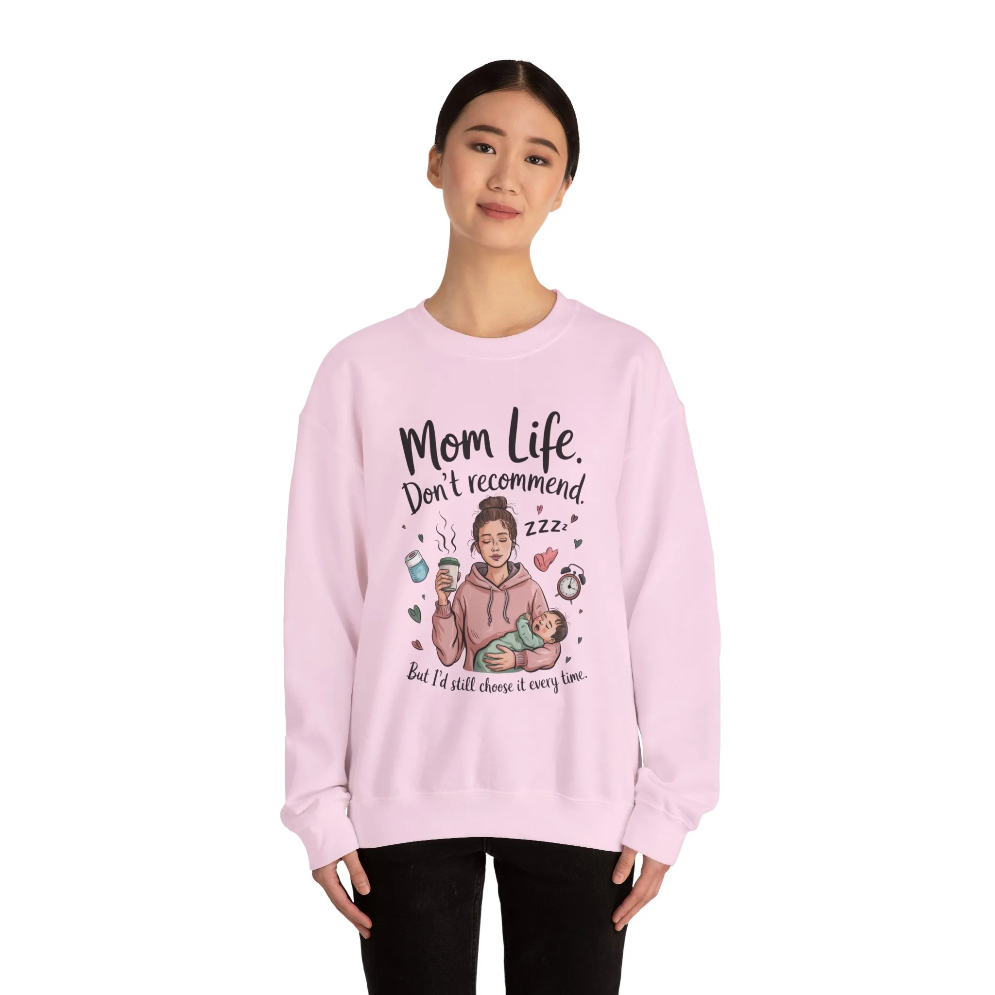 Mom Life Crewneck Sweatshirt, New Mom Gift, Cozy Everyday Wear, Funny Parent Apparel, Tired Mama Humor Tee - Image 31
