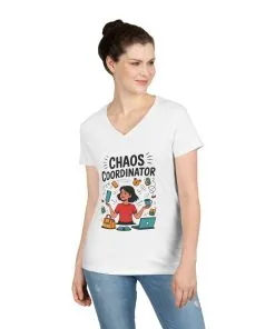 Chaos Coordinator Ladies' V-Neck T-Shirt, Funny Mom Shirt, Multitasking Mom Gift, Busy Mom Life Tee, Cute Mother's Day Gift for Mom