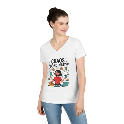 Chaos Coordinator Ladies' V-Neck T-Shirt, Funny Mom Shirt, Multitasking Mom Gift, Busy Mom Life Tee, Cute Mother's Day Gift for Mom