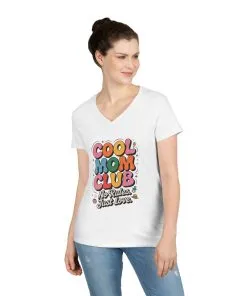 Cool Mom Club V-Neck T-Shirt, Fun Mom Shirt, Gift for Moms, Casual Graphic Tee, Mother's Day Gift, No Rules Just Love