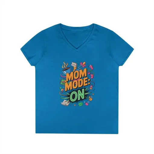 Mom Mode On Ladies V-Neck T-Shirt, Gift for Mom, Mother's Day Gift, Mother's Day Humor T-Shirt, Cute Mama Life Graphic Tee - Image 9