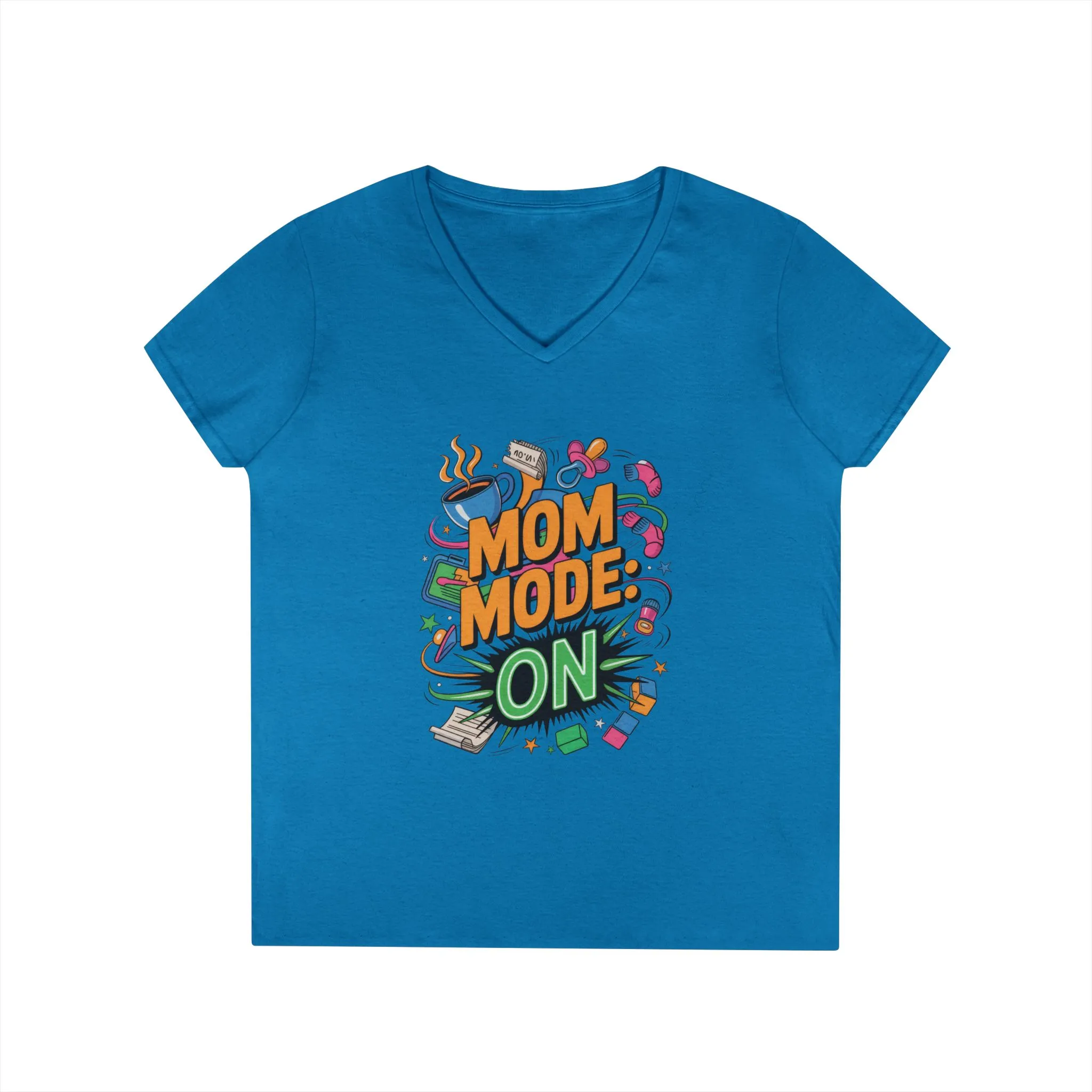 Mom Mode On Ladies V-Neck T-Shirt, Gift for Mom, Mother's Day Gift, Mother's Day Humor T-Shirt, Cute Mama Life Graphic Tee - Image 9