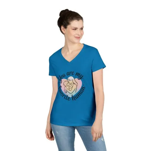 You Are My Favorite Human Mom Baby Tee, Mothers Day Gift, Pastel Heart Ladies V-Neck T-Shirt, Sentimental Mom Shirt - Image 10