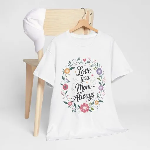 Love You Mom Always Shirt, Floral Mother's Day Tee, Sentimental Gift for Mom, Unisex Comfort Fit Cotton T-Shirt, Gift for Mother's Day - Image 3