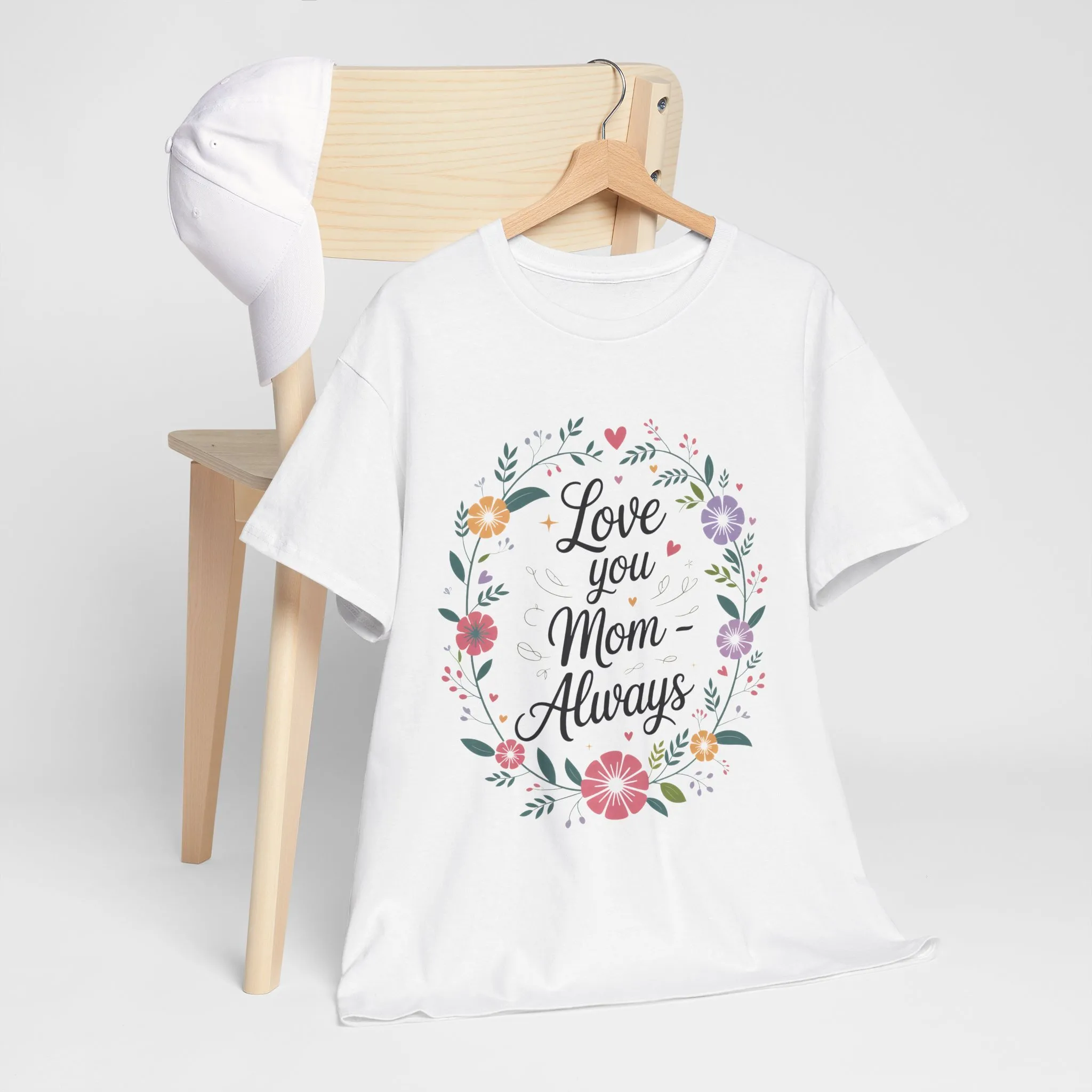 Love You Mom Always Shirt, Floral Mother's Day Tee, Sentimental Gift for Mom, Unisex Comfort Fit Cotton T-Shirt, Gift for Mother's Day - Image 3