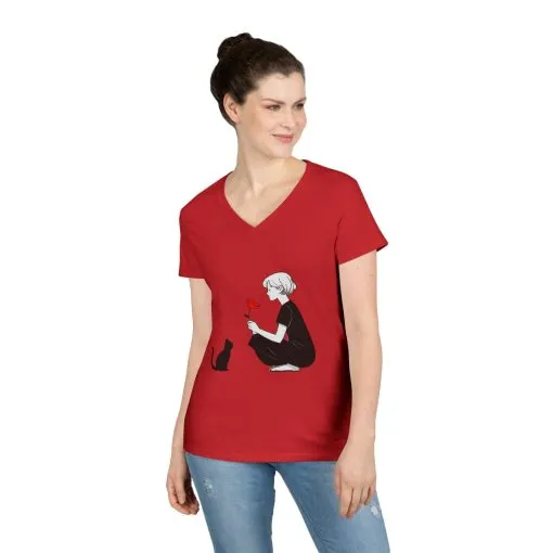 Cat Lover's V-Neck T-Shirt - Cute Graphic Tee for Pet Owners, Gifts for Cat Lovers, Animal Lover Apparel, Valentine's Day, Cat Love - Image 19