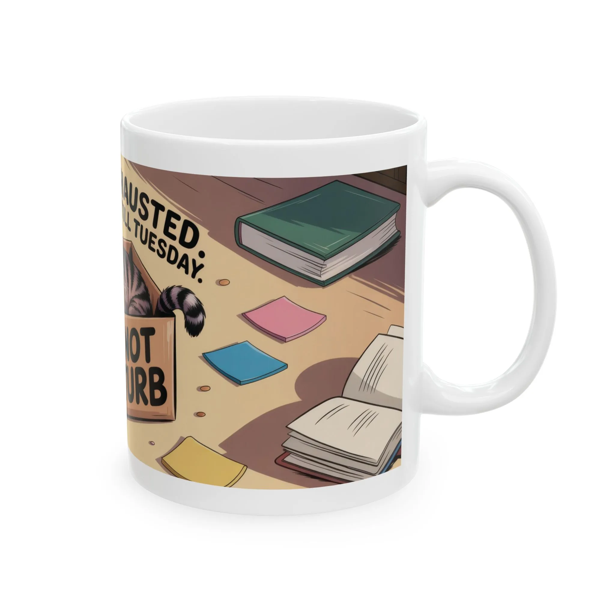 Funny Cat Mug, Socially Exhausted Do Not Disturb Coffee Cup, Introvert Gift Idea, Cozy Cat Lover Wraparound Mug, Lazy Weekend Humor - Image 4