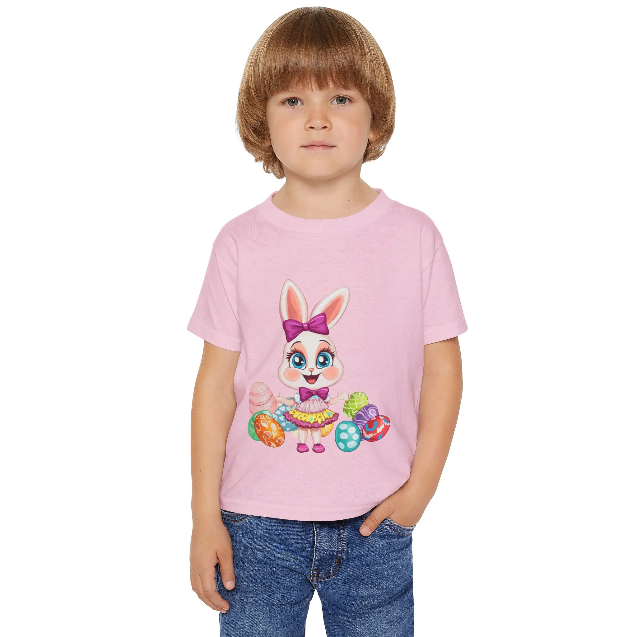 Easter Themed Heavy Cotton™ Toddler T-shirt, Rabbit and Egg Themed T-Shirt, Easter Bunny, Easter Gift for Kids - Image 2