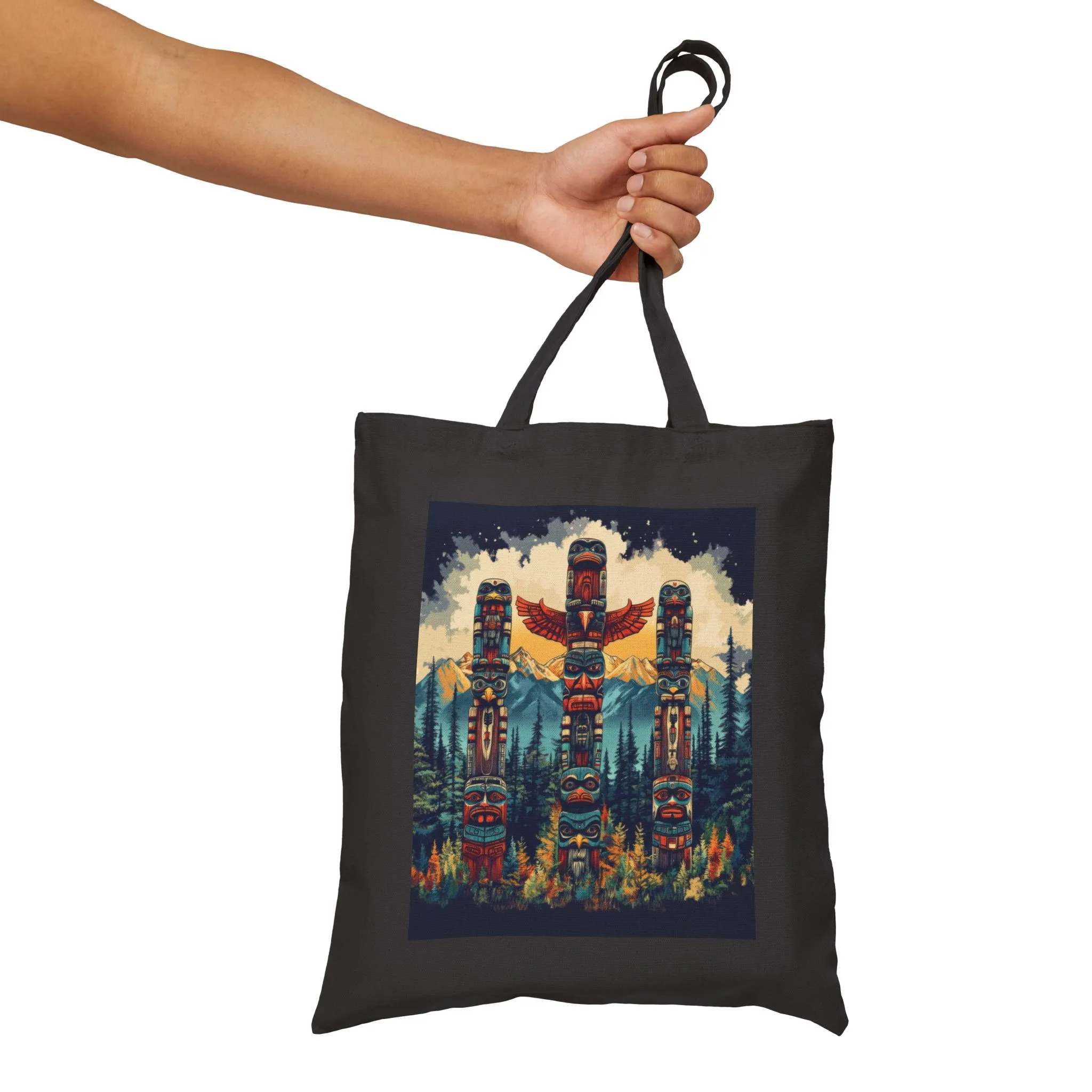 Totem Pole Canvas Tote Bag, Eco-Friendly Shopping Bag, Gift for Nature Lovers, Beach Tote, Reusable Grocery Bag, Boho Art - Image 12