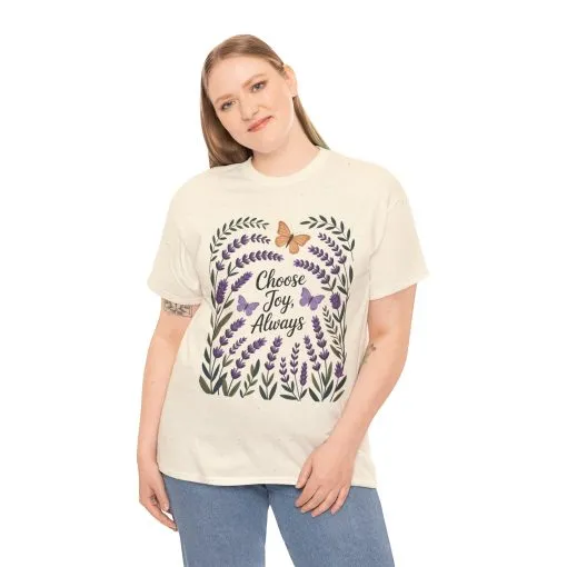 Choose Joy Always Women's Tee, Floral Graphic T-Shirt, Inspirational Gifts, Positive Vibes Apparel, Nature Lover's Gift, Lavender Printed - Image 11