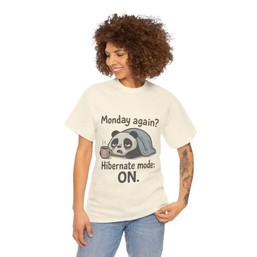 Funny Panda Hibernate Tee, Cute Animal Shirt, Unisex Cotton Tee, Gift for Lazy Days, Monday Motivation T-shirt - Image 28