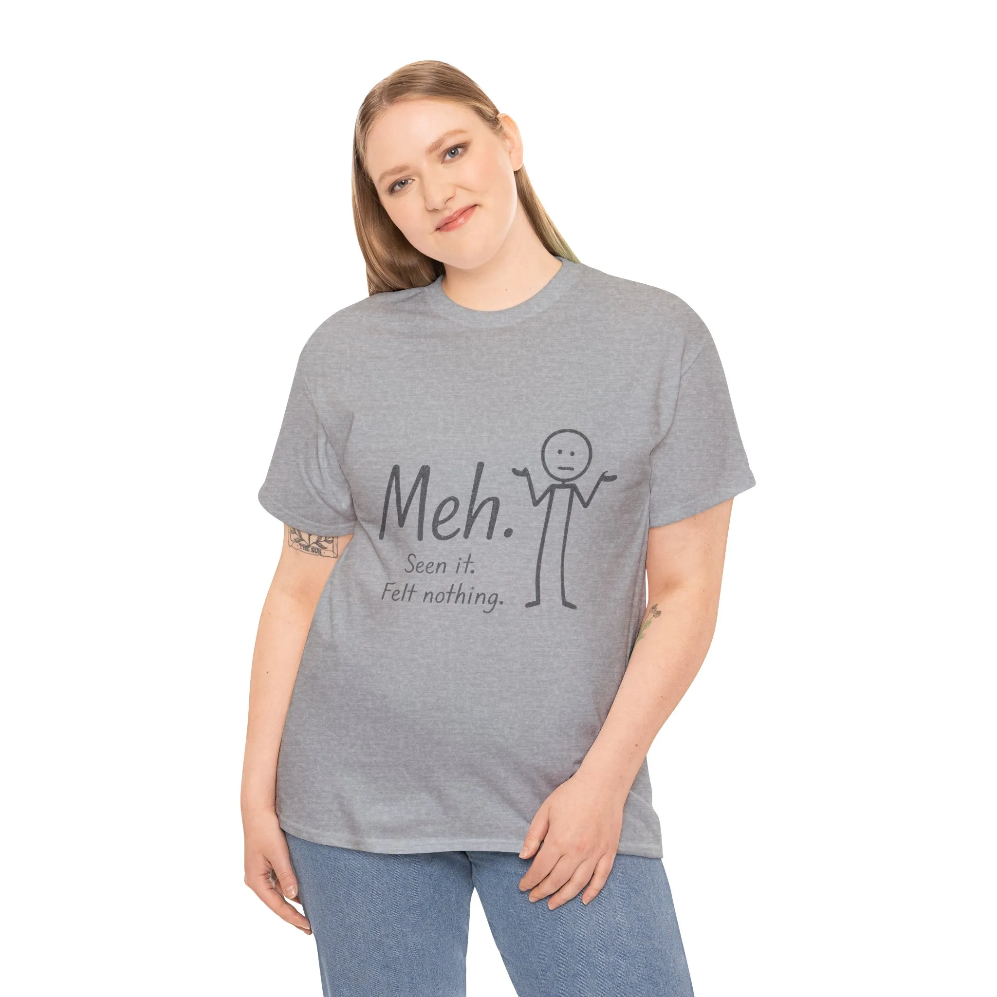 Funny Women's Heavy Cotton Tee, 'Meh' Graphic Shirt, Perfect Gift for Sarcastic Friends, Casual Wear, Birthdays, Everyday Humor, Comfy Tee - Image 8