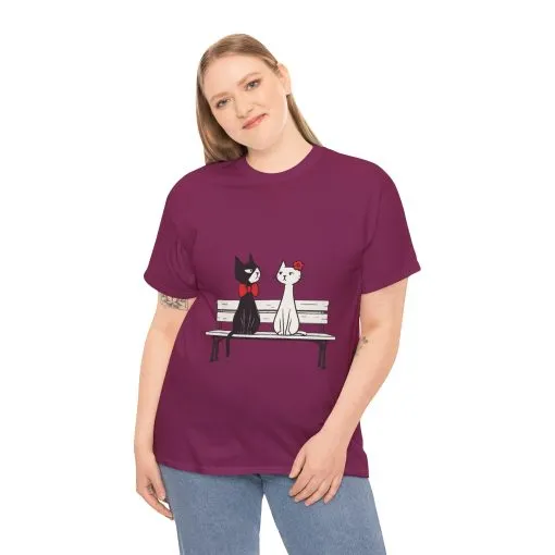 Cute Cat Lovers Tee, Unisex Heavy Cotton Tee for Pet Owners, Funny Cat Shirt, Gift for Cat Lovers, Casual T-Shirt, Animal Art Tee - Image 26