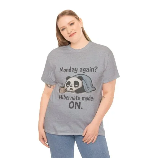 Funny Panda Hibernate Tee, Cute Animal Shirt, Unisex Cotton Tee, Gift for Lazy Days, Monday Motivation T-shirt - Image 10