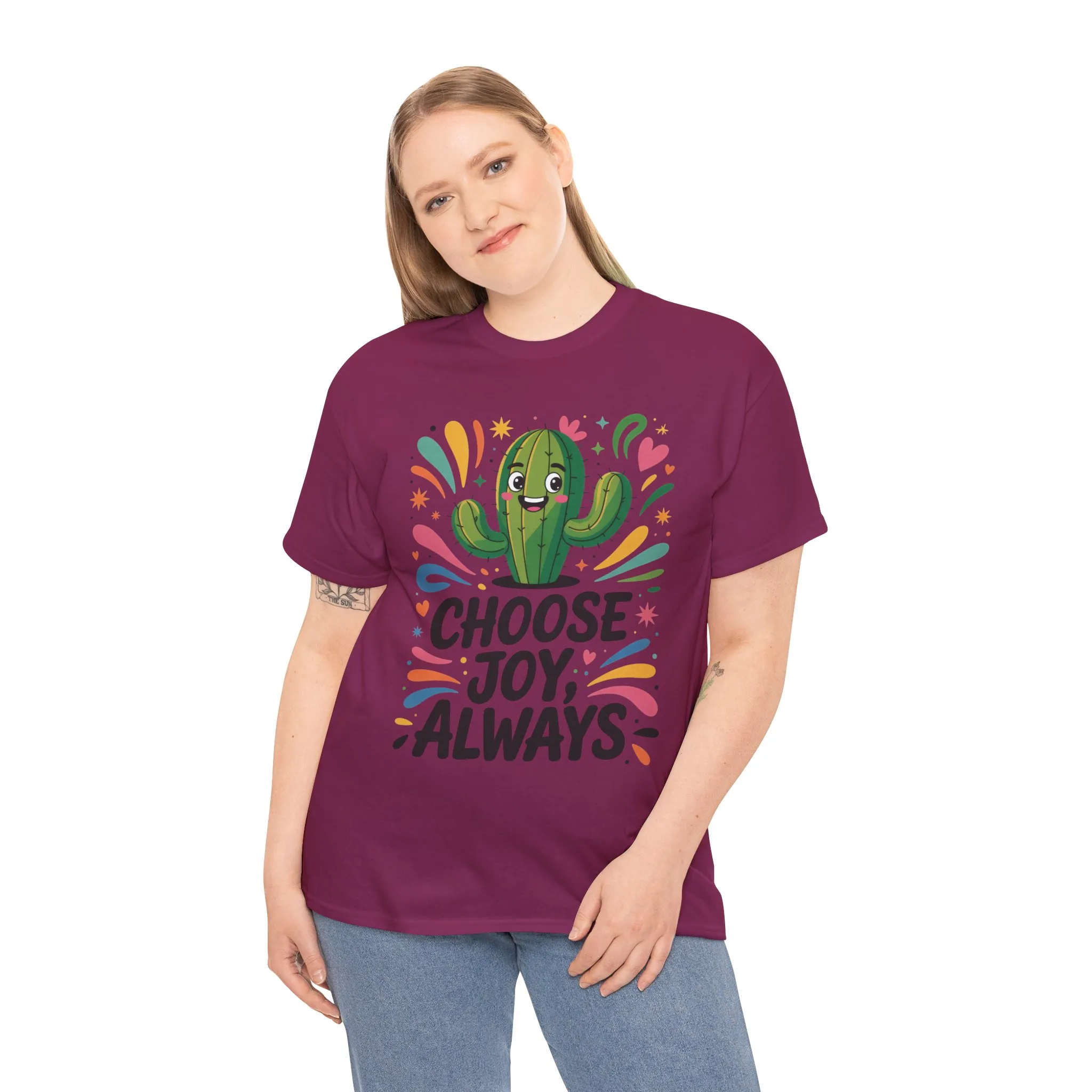 Choose Joy Always Cactus Women's Tee, Women's Casual T-Shirt, Happy Vibes Apparel, Positive Quote Shirt, Joyful Statement Tee - Image 26