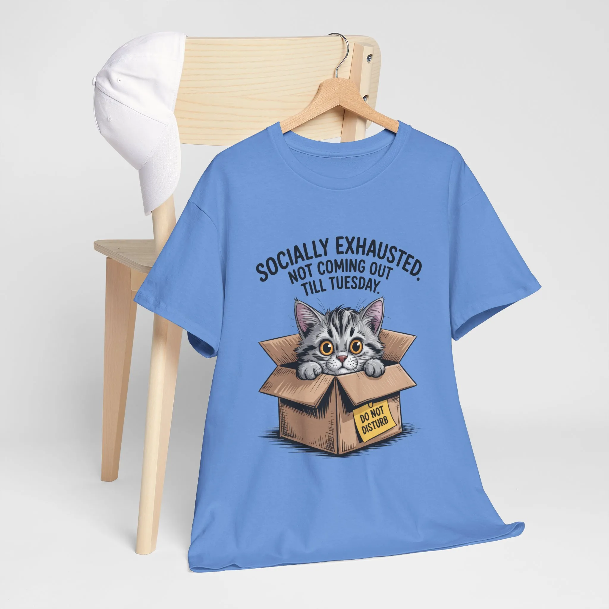 Socially Exhausted Cat Women's Tee, Funny Cat Shirt, Women's Graphic Tee, Gift for Introverts, Cute Animal T-Shirt, Weekend Wear - Image 18