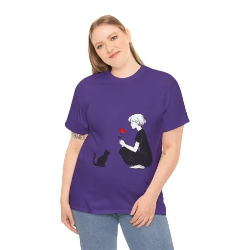 Cat Lover's Heavy Cotton Tee, Cute Cat Shirt, Pet Owner Gift, Animal Lover Apparel, Birthday Gift for Her, Women's Cotton T-Shirt, Cat Lover - Image 32