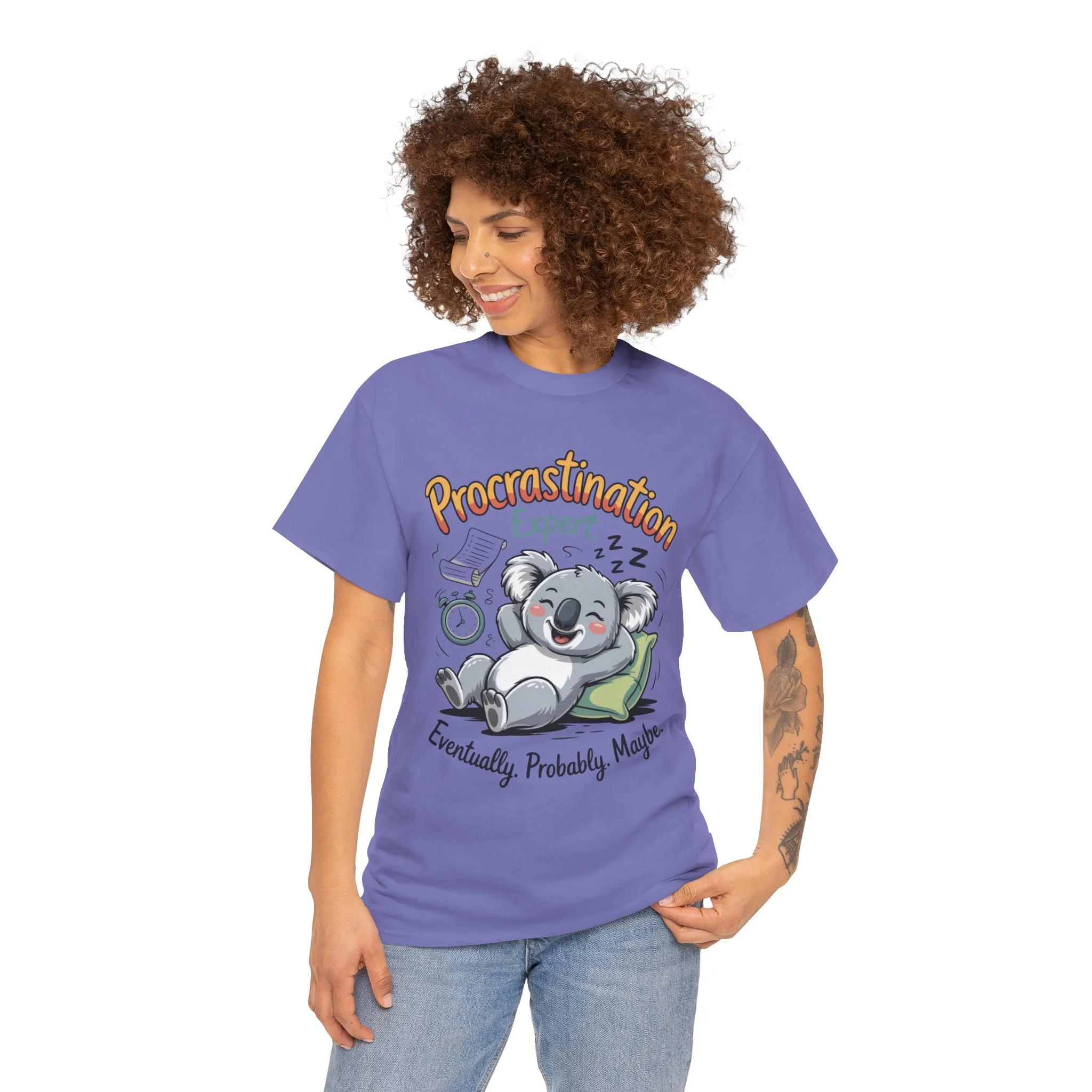 Procrastination Expert Cotton Tee, Funny T-Shirt, Cute Koala Design, Gift for Students, Relaxed Fit Shirt, Gift for Animal Lovers - Image 25