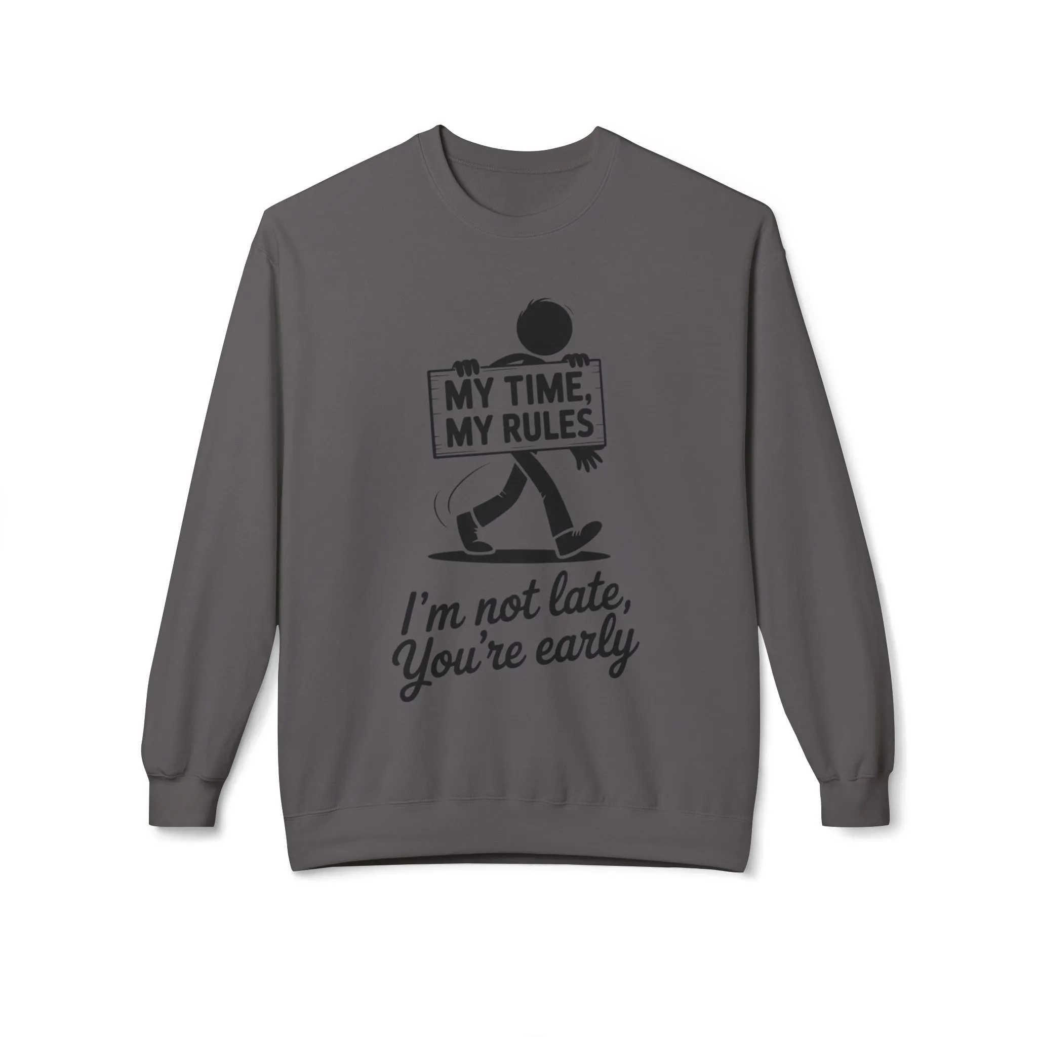 Casual Men's Crewneck Sweatshirt, Funny Sweatshirt for Men, Perfect Gift for Friends, My Time My Rules Design, Time Management Humor - Image 16