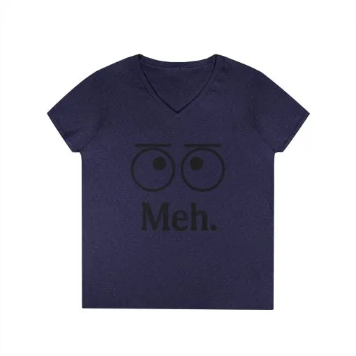 Funny Ladies' V-Neck T-Shirt - "Meh." Graphic, Casual Humor Tee, Gift for Her, Everyday Wear, Cute Top - Image 14