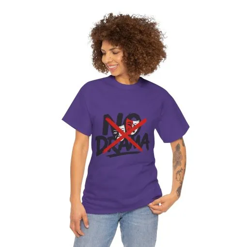 No Drama Unisex Heavy Cotton Tee, Casual Shirt, Gift for Friends, Relaxed Fit, Comfort Wear, Everyday Style - Image 20
