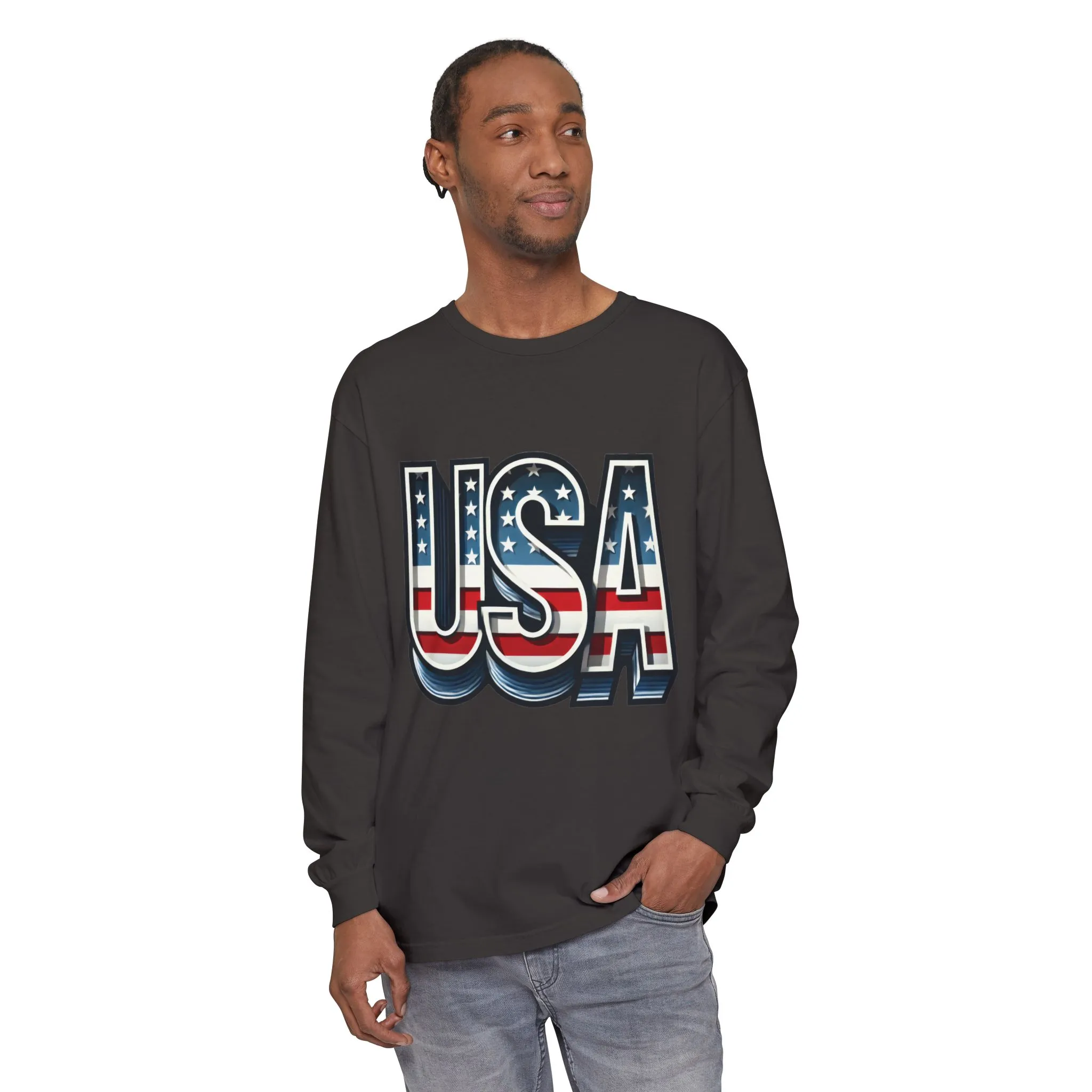 Patriotic Long Sleeve Unisex T-Shirt, USA Design, Unisex Tee for Independence Day, Memorial Day, Family Celebrations, Casual Wear - Image 17