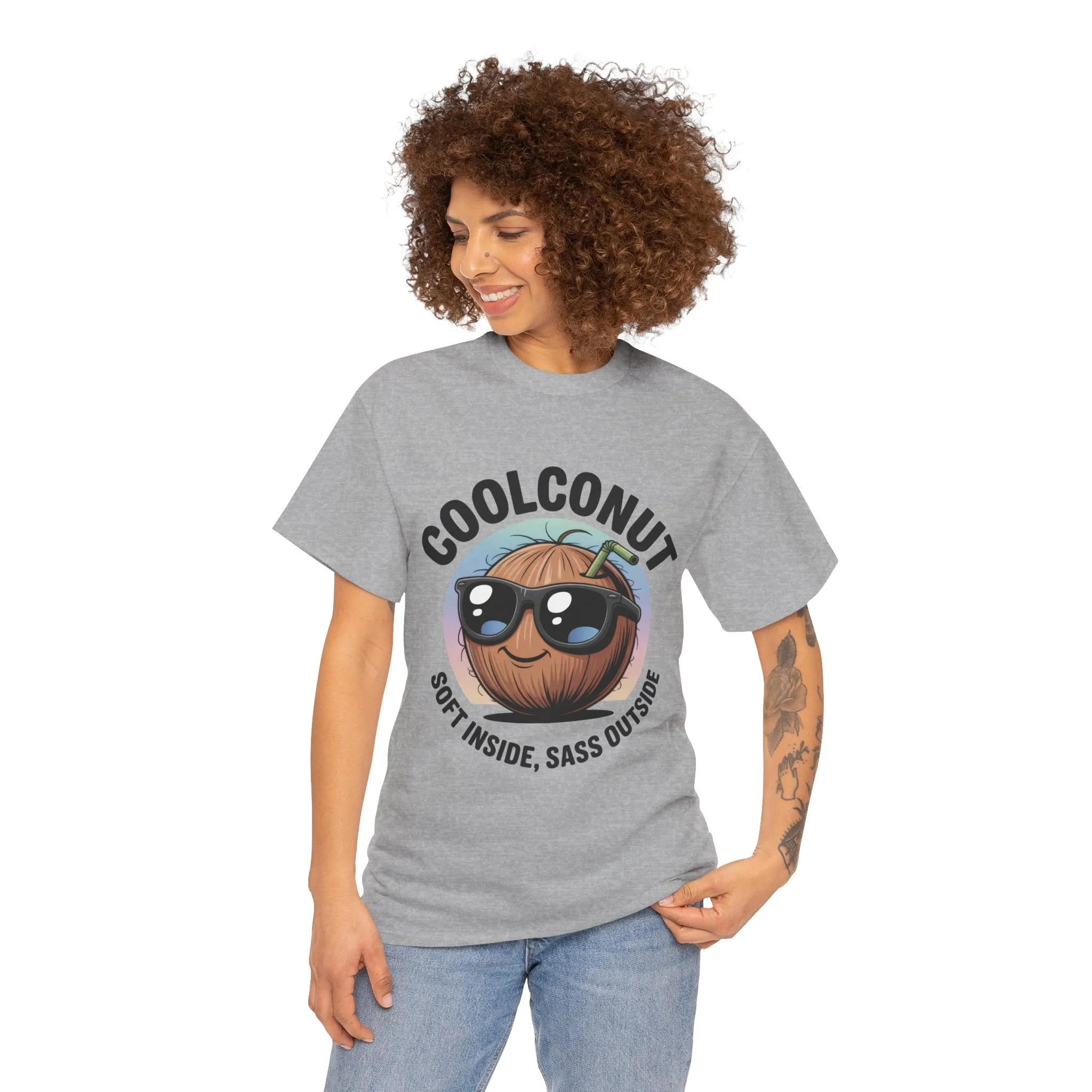 Coolconut Women's Heavy Cotton Tee, Fun Casual Shirt, Gift for Coconut Lovers, Summer Vibes Tee, Soft Inside Sass Outside Shirt - Image 5