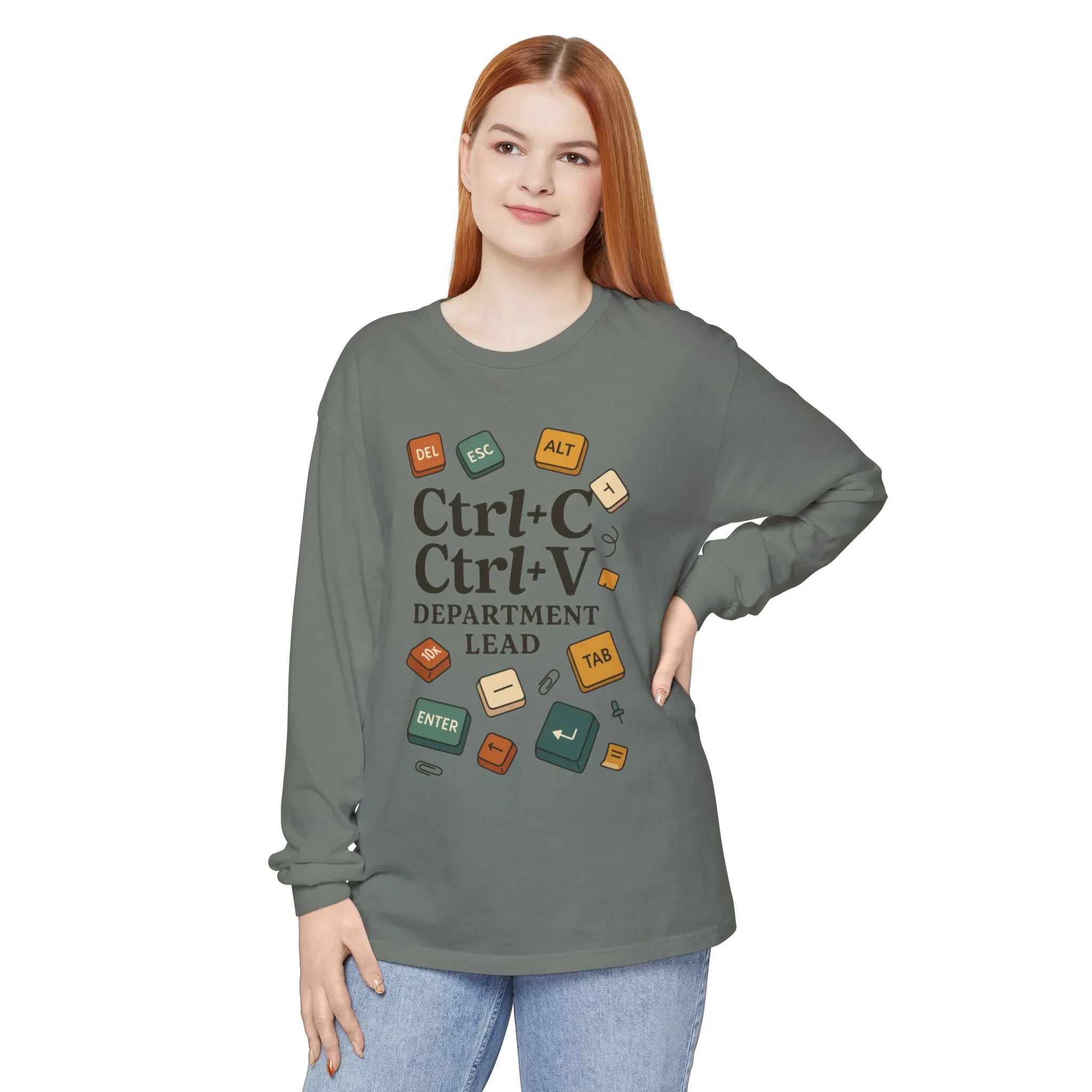 Graphic Long Sleeve Tee, Ctrl+C Ctrl+V Department Lead, Funny Office Humor Shirt, Programmer Gift, Tech Nerd Tee, IT Department Apparel - Image 15