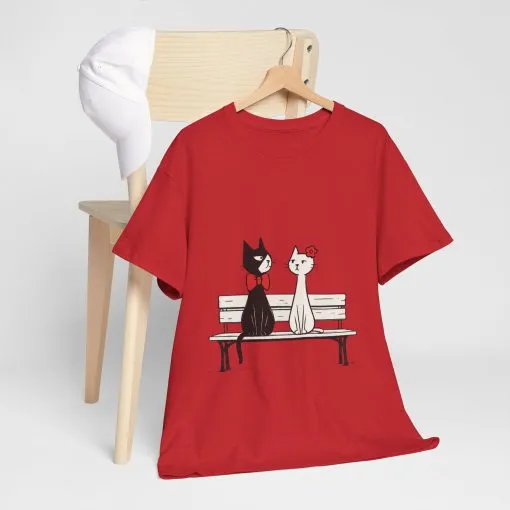Cute Cat Lovers Tee, Unisex Heavy Cotton Tee for Pet Owners, Funny Cat Shirt, Gift for Cat Lovers, Casual T-Shirt, Animal Art Tee - Image 31