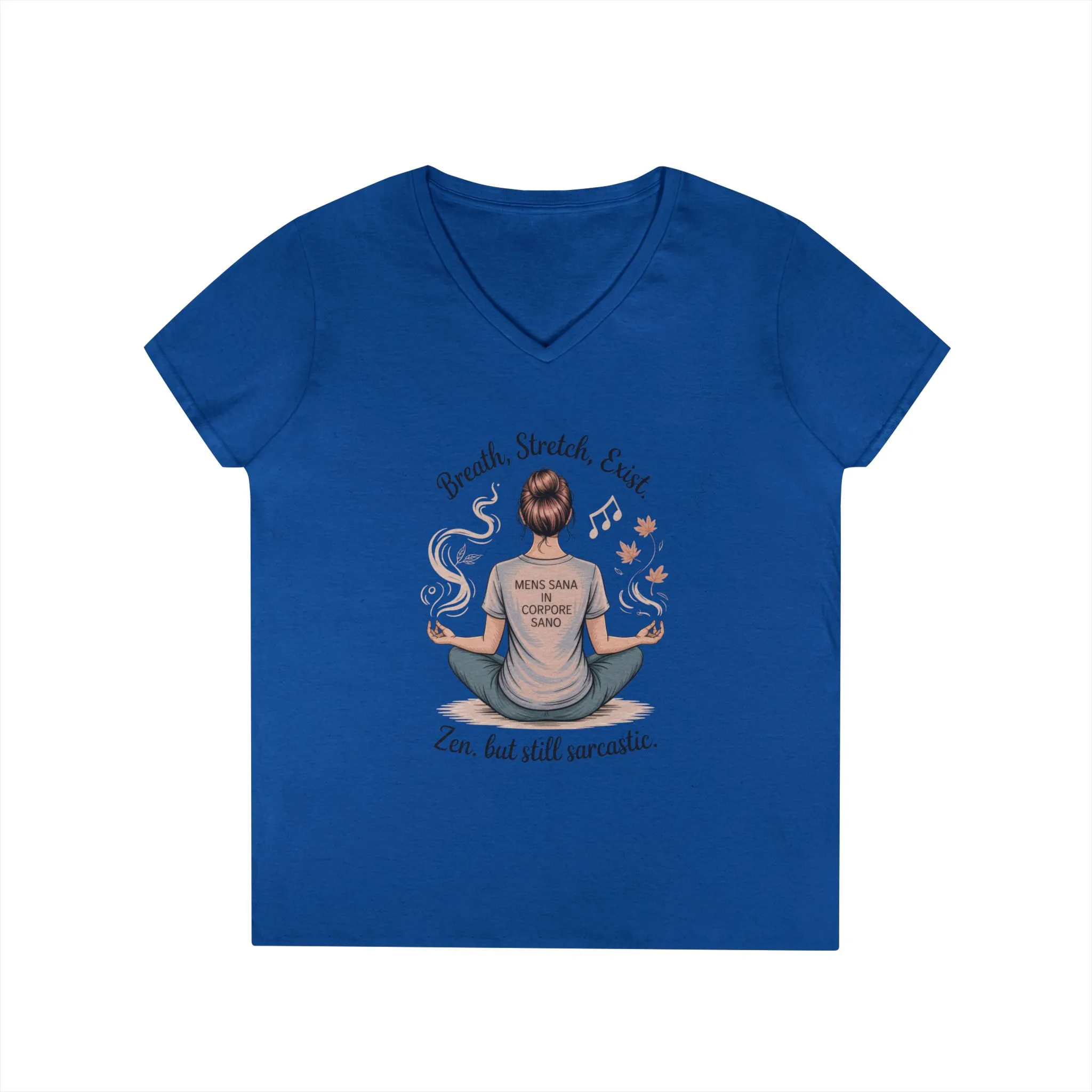 Zen but Still Sarcastic Ladies V-Neck T-Shirt, Perfect for Yoga, Casual Wear, Mindfulness, Gift Yoga Lovers, Funny Meditation Top - Image 2