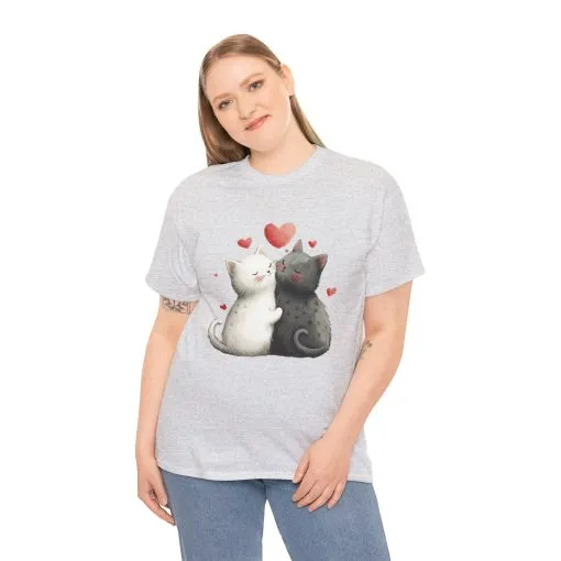 Cute Cat Love T-Shirt, Adorable Feline Couple Tee, Gift for Cat Lovers, Valentine's Day Shirt, Cozy Everyday Wear, Cat Mom T-Shirt - Image 34
