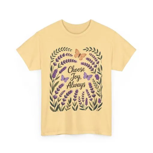 Choose Joy Always Women's Tee, Floral Graphic T-Shirt, Inspirational Gifts, Positive Vibes Apparel, Nature Lover's Gift, Lavender Printed - Image 30