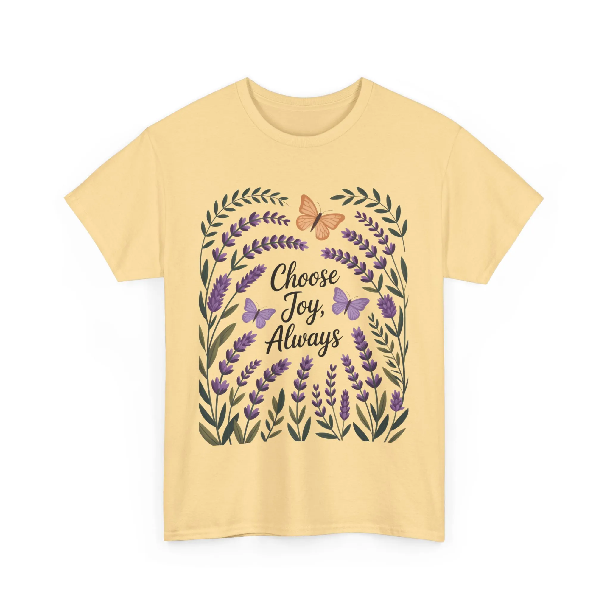 Choose Joy Always Women's Tee, Floral Graphic T-Shirt, Inspirational Gifts, Positive Vibes Apparel, Nature Lover's Gift, Lavender Printed - Image 30