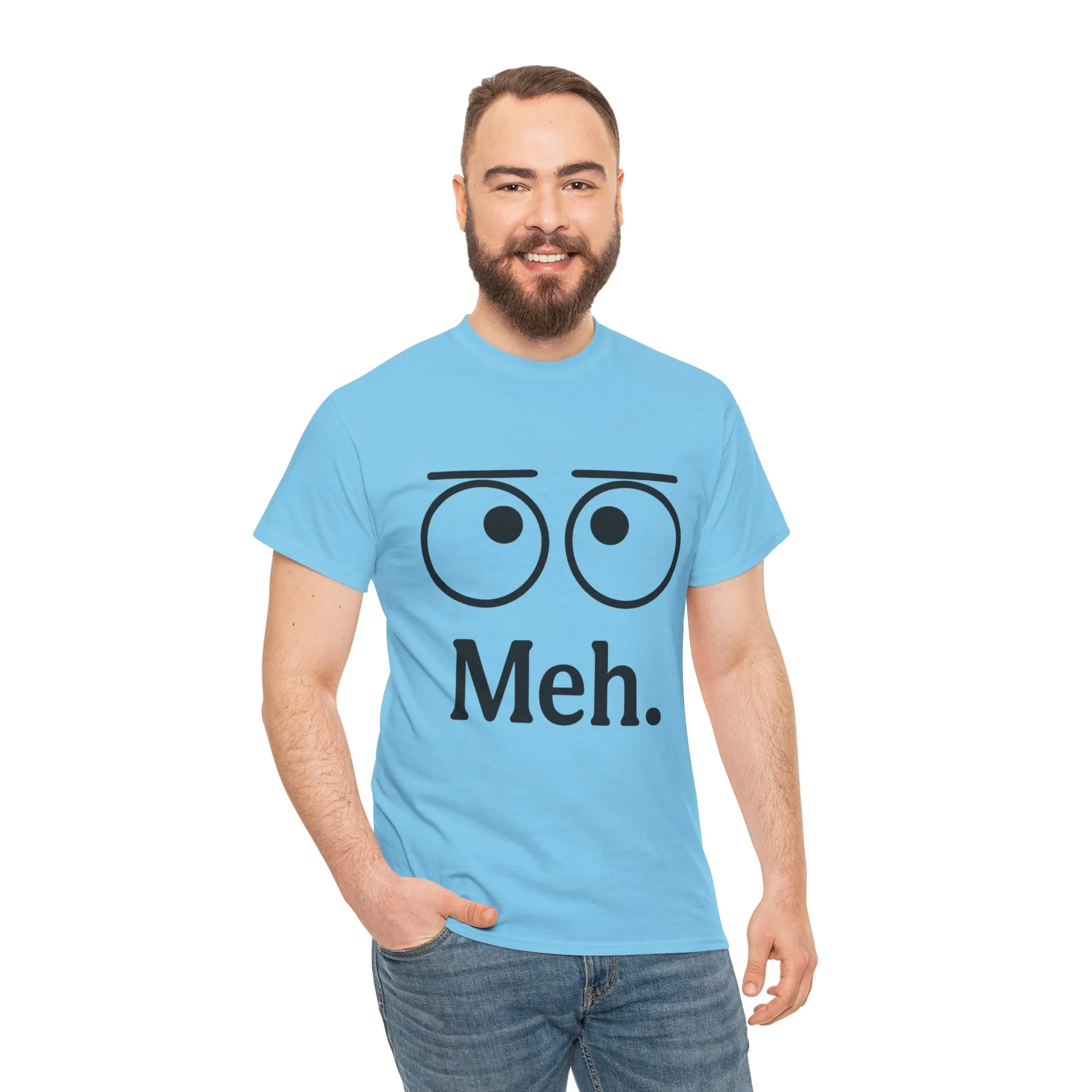 Funny Unisex Heavy Cotton Tee - 'Meh' Graphic Shirt, Casual Wear, Gift for Friends, Humor Tee, Everyday Outfit - Image 9