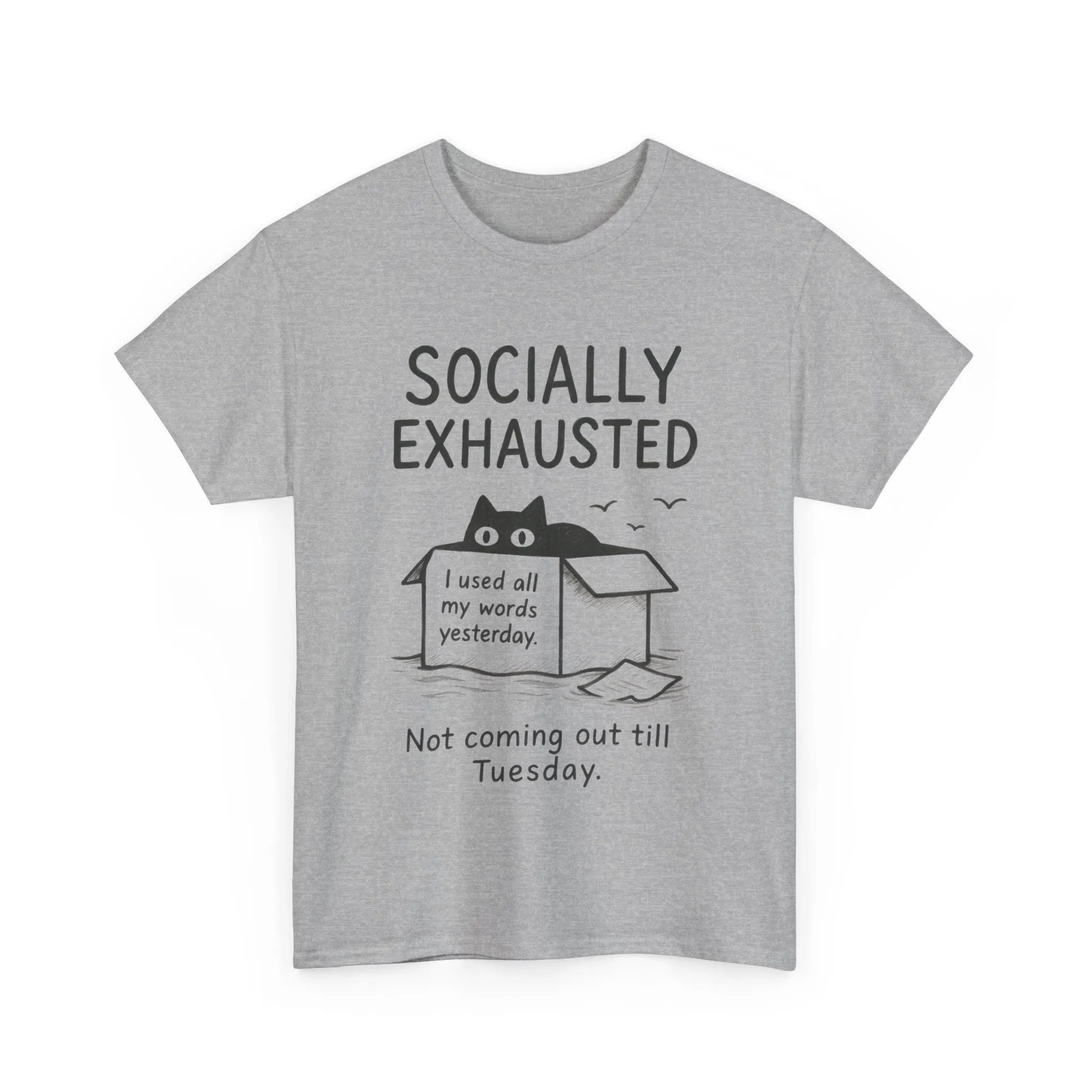 Socially Exhausted Tee, Perfect for Introverts, Gift for Shy Friends, Anxiety Relief Shirt, Funny Quote T-Shirt, Casual Wear, Unisex T-Shirt - Image 14