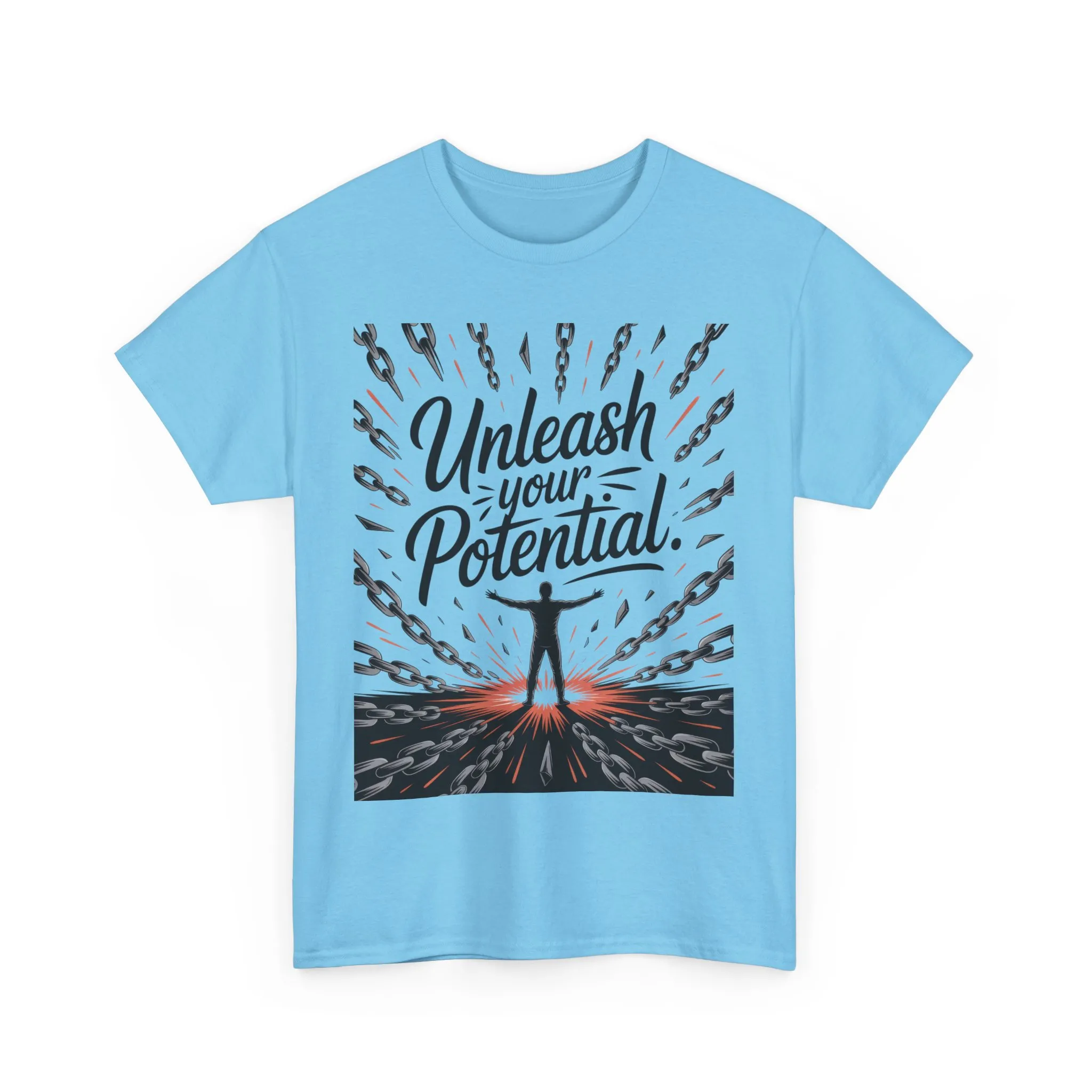 Inspiring Men s Heavy Cotton Tee, Unleash Your Potential Motivation Shirt, Gift for Graduates, Personal Growth Apparel, Casual Wear - Image 36