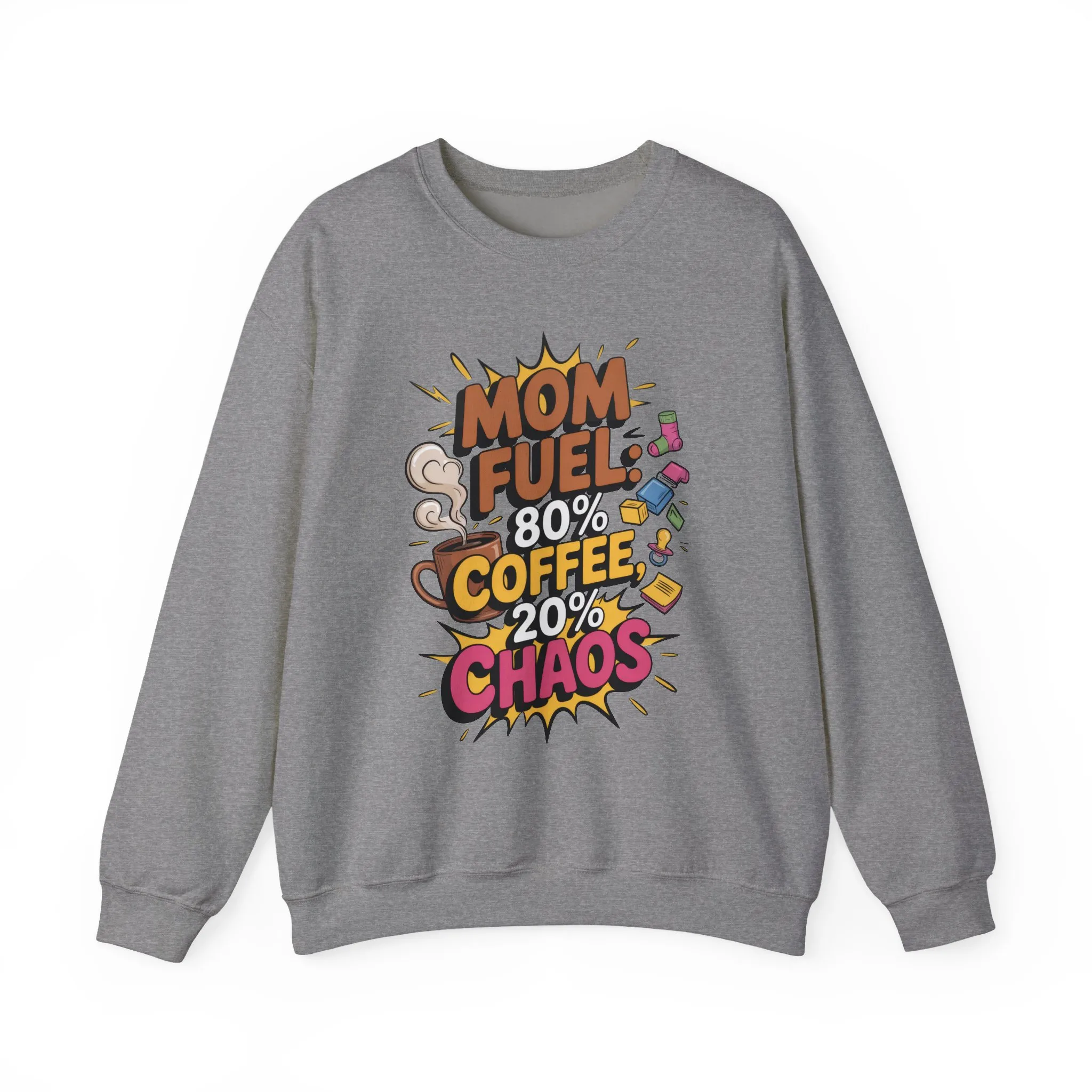 Funny Mom Fuel Sweatshirt, Perfect Gift for Moms, Chaos & Caffeine, Mother's Day Apparel, Funny Tired Mom Life Sweatshirt, Coffee Loving Mom - Image 7