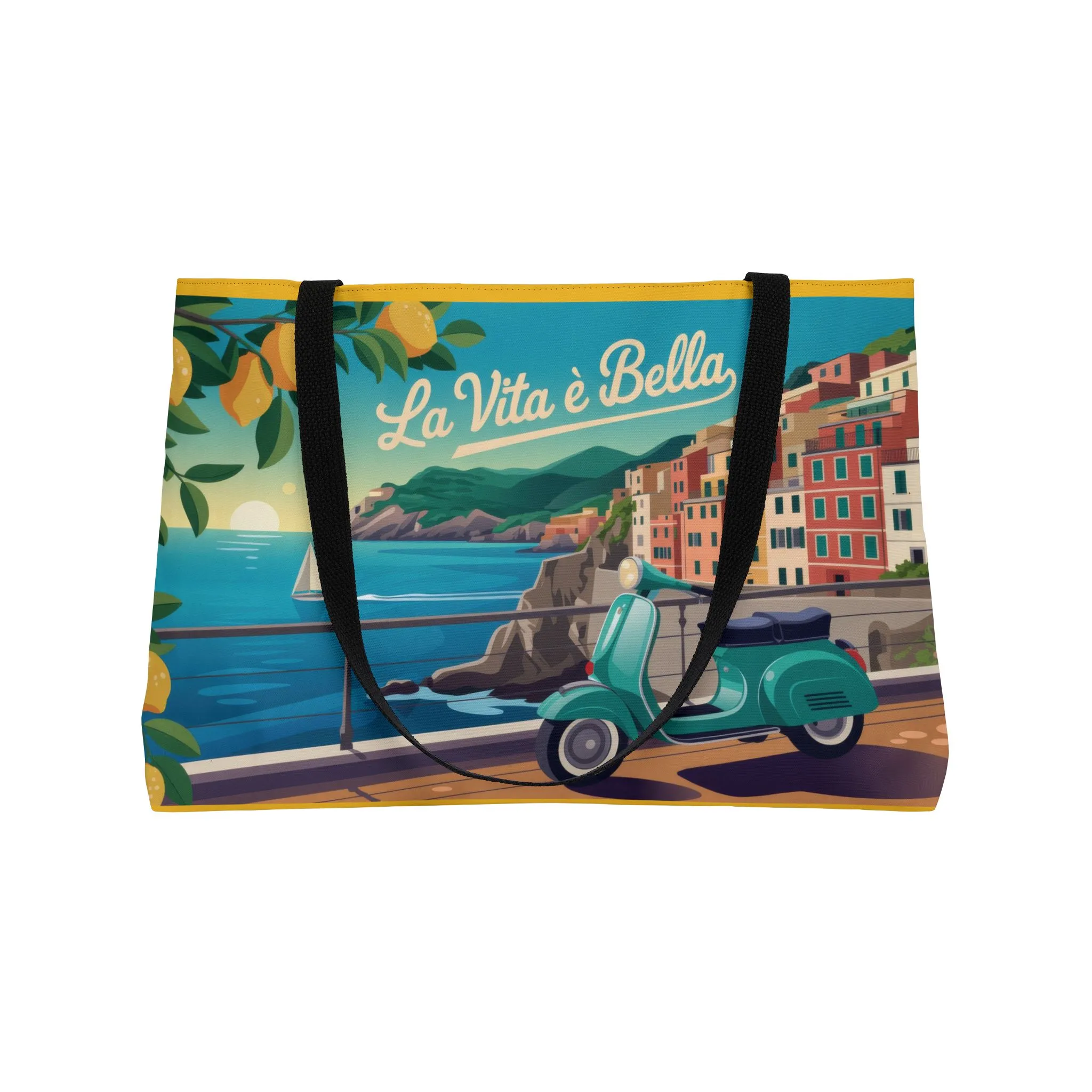 Vibrant Travel Weekender Tote Bag, Beach Bag, Shopping Tote, Summer Adventure Essential, Gift for Her, Italian Riviera themed beach tote bag - Image 5