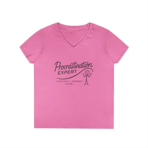 Procrastination Expert V-Neck T-Shirt, Funny Gift for Students, Lazy Days, Work from Home, Relaxing Apparel, Humor Shirt - Image 14