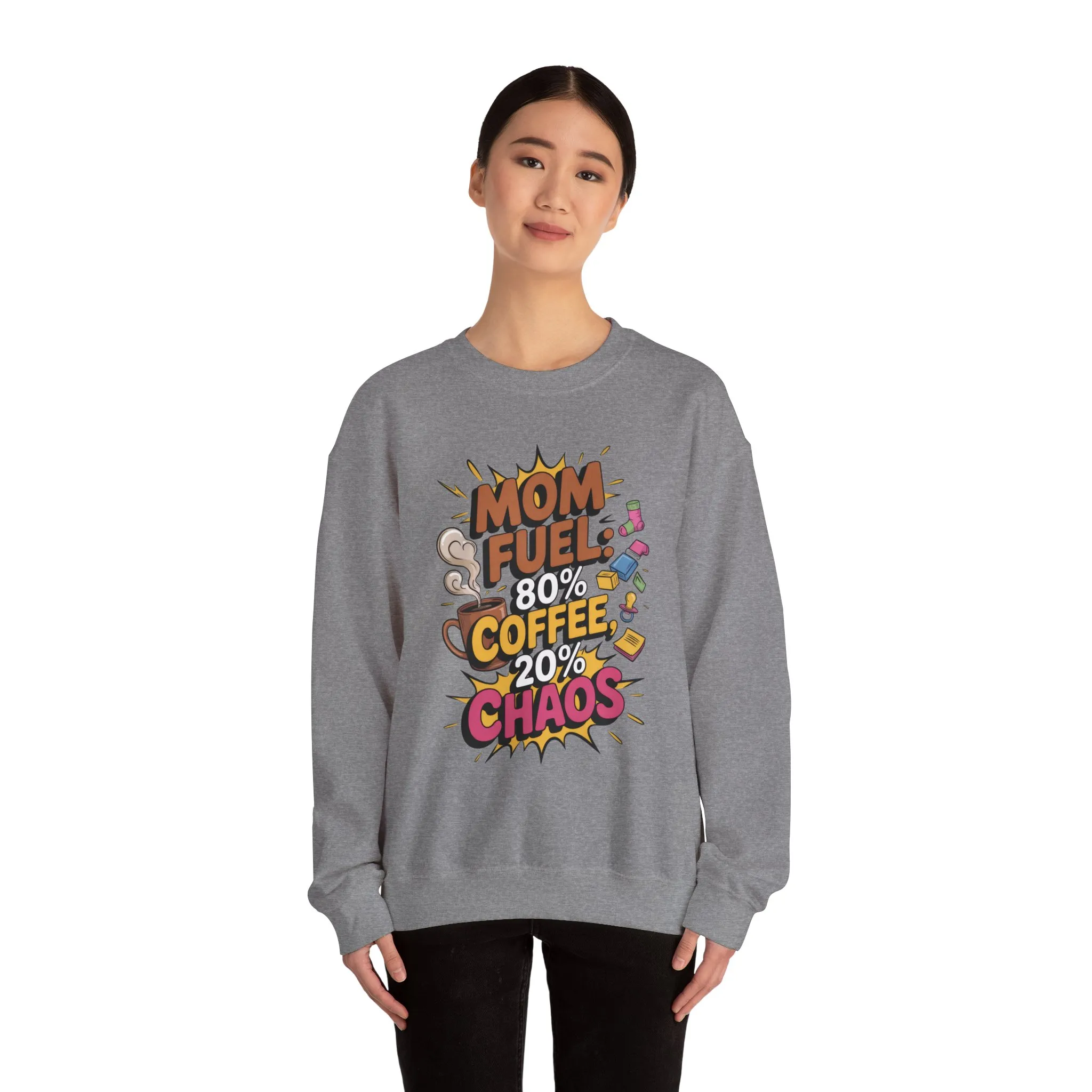 Funny Mom Fuel Sweatshirt, Perfect Gift for Moms, Chaos & Caffeine, Mother's Day Apparel, Funny Tired Mom Life Sweatshirt, Coffee Loving Mom - Image 8