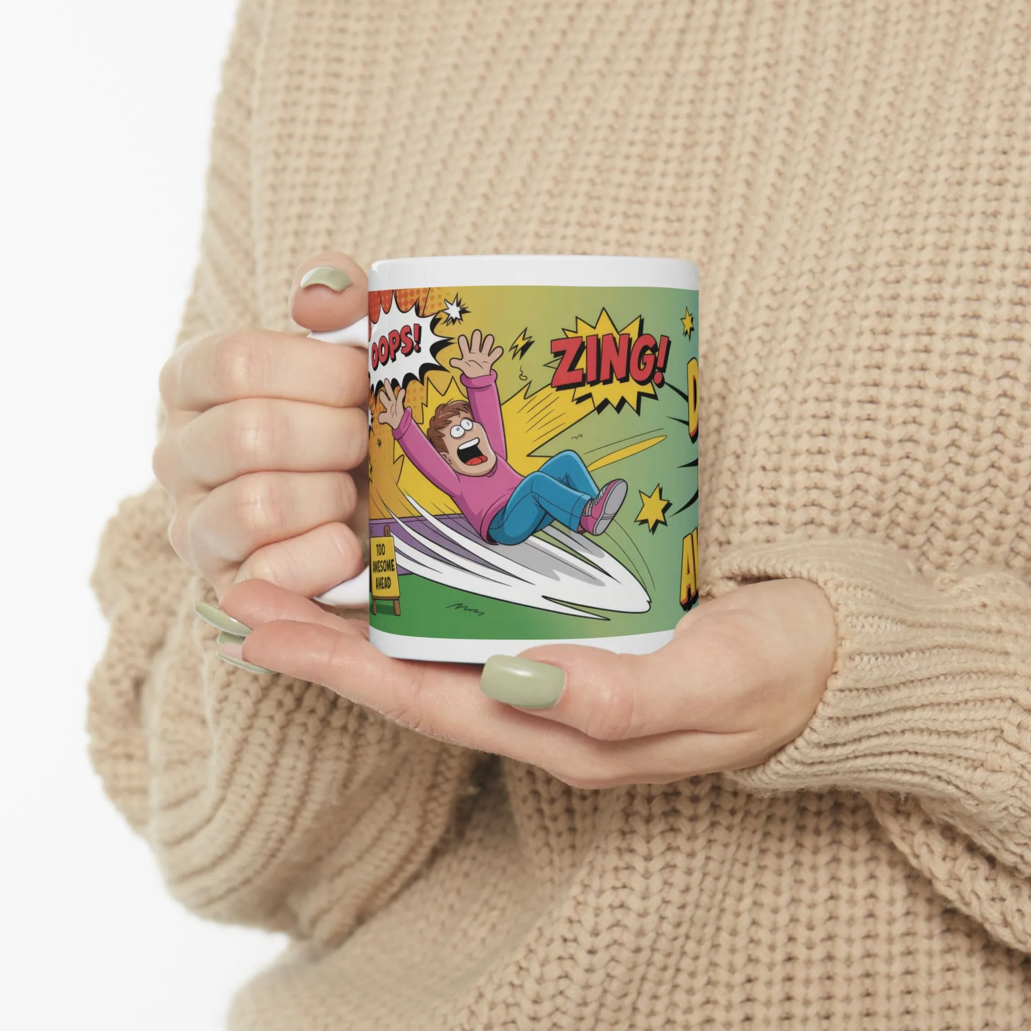 Funny Comic Mug, Dont Trip Over My Awesomeness, Bold Confidence Coffee Cup, Colorful Humor Gift, Cartoon Style Mug, Gift for Coffee Lovers - Image 8