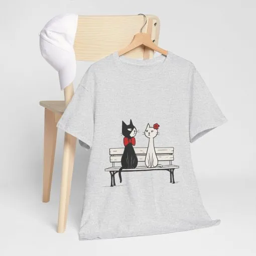 Cute Cat Lovers Tee, Unisex Heavy Cotton Tee for Pet Owners, Funny Cat Shirt, Gift for Cat Lovers, Casual T-Shirt, Animal Art Tee - Image 33