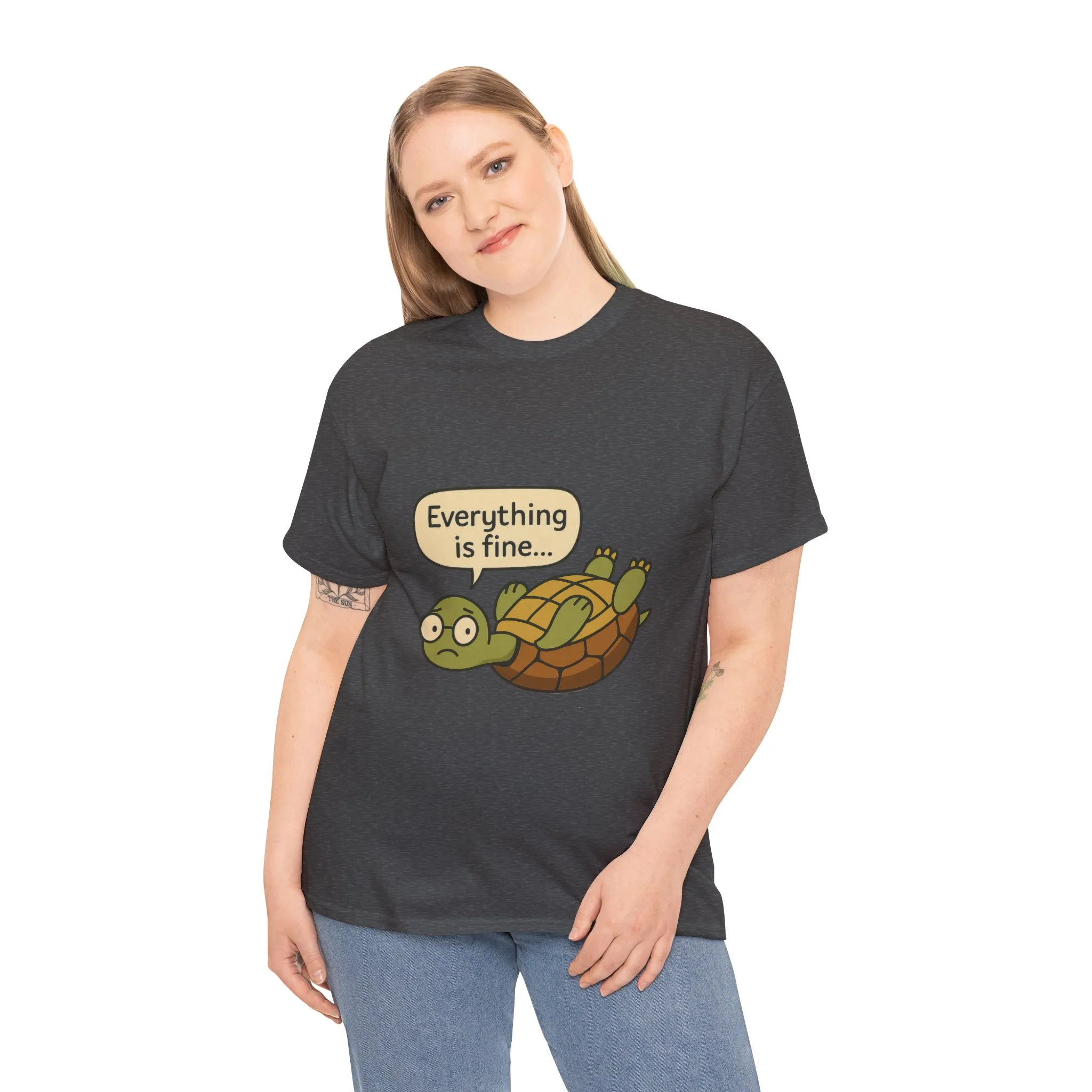 Everything is Fine Turtle Tee, Funny Unisex Cotton Tee, Cute Animal Shirt, Gift for Nature Lovers, Great for Humor, Positive message t-shirt - Image 24