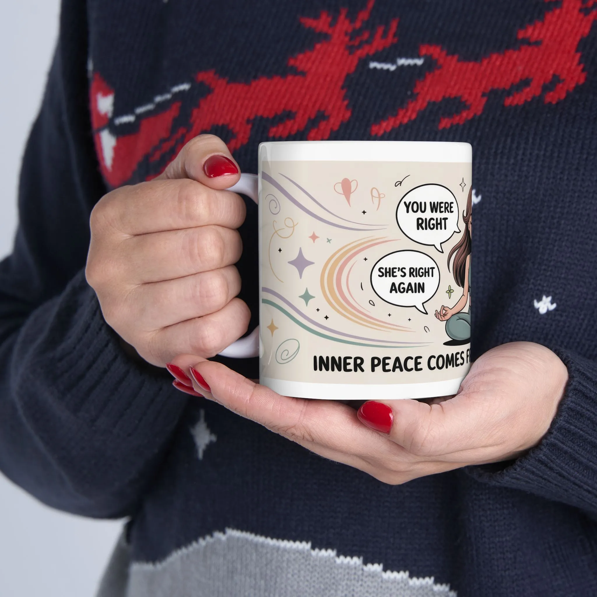 Funny Yoga Mug, Meditation Mug, Inner Peace Comes from Being Right, Confident Woman Coffee Cup, Self Love Gift, Empowering Humor Mug for Her - Image 7